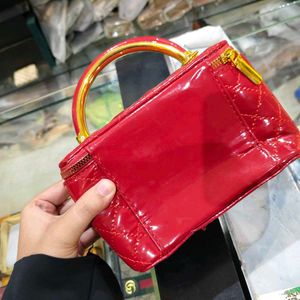 Red Quilted Patent Vanity Bag