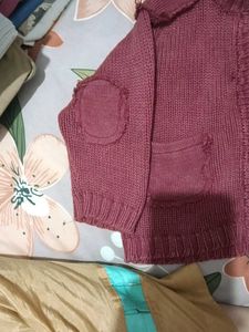 Baby Girls Red Knit Cardigan