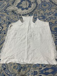 White Lace Overlay Tank Top