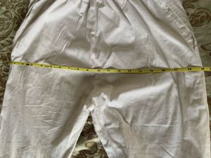 White Cotton Pant with Lace Trim