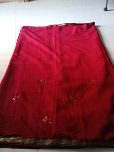 Stunning Red Embroidered Saree