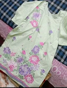 Light Green Floral Kurta Set with Dupatta