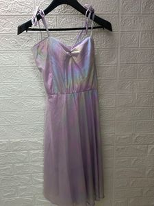 Shimmery Lavender One Piece Dress With Strips