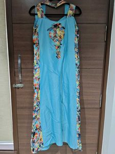 Blue Printed Gown