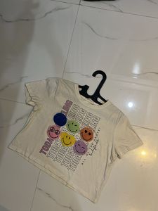 Cropped Smiley Face T-Shirt