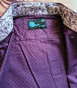 PURPLE SHIRT FOR MENS WITH WHITE DOTTED DESING