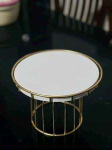 Elegant Gold Cake Stand with White Plate