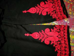 BLACK KURTA WITH BEAUTIFUL RED EMBROIDERY 🔥