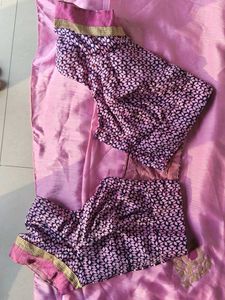 Beautiful Pink Saree with Gold Embroidery