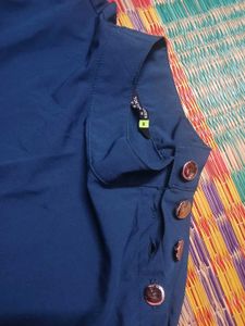 Teal Mock Neck Button Detail Top