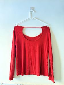 Red Long Sleeve Casual Top