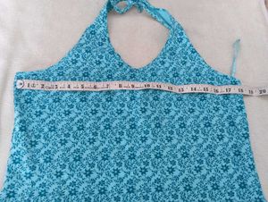 Turquoise Floral Halter Top