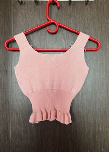 Cute Pink Button-Up Knit Top