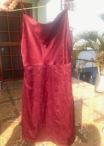 Burgundy slip mini dress