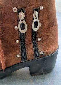 Brown Suede Lace-Up Boots