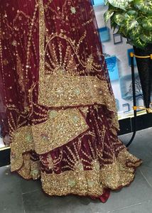 Stunning Maroon Embellished Lehenga dupatta
