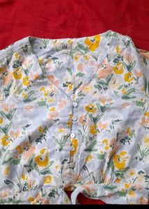 Floral Tie-Front Blouse