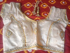 Embellished Ethnic golden Blouse fit up to 30-32