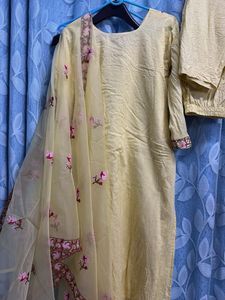 Beautifully Embroidered Yellow Kurta Set