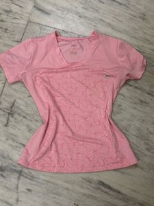 Cute Pink adidas V-Neck Printed T-Shirt