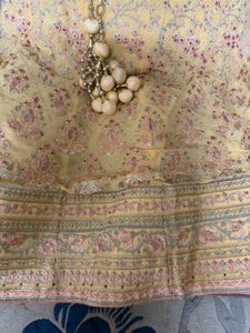 yellow pink beautiful lahanga with emb