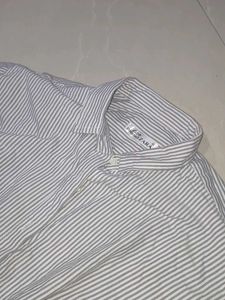 Classic Grey and White Striped Button-Up Shirt