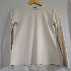 Cream Long Sleeve Crew Neck Top