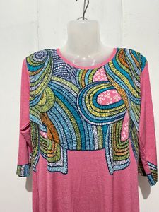 Length-46,,Unique Printed Pink Maxi Dress