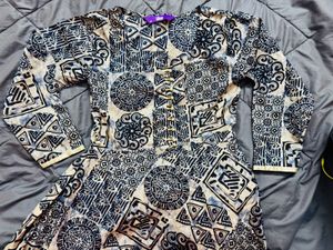 Blue Printed Chanderi Silk Kurta