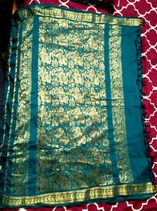 Green Silk Blend Saree