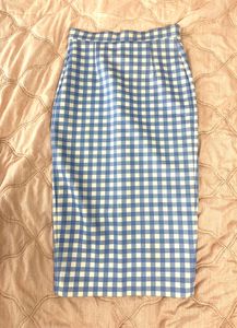Blue Gingham Pencil Skirt