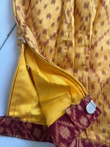 Vibrant Yellow Red Ethnic Skirt with Dupatta