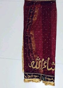 Elegant Maroon Dupatta with Gold Embellishments
