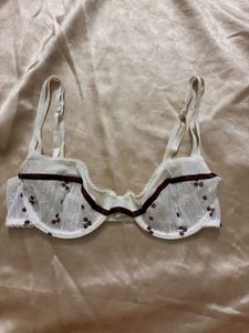 Elegant White Embroidered Bra