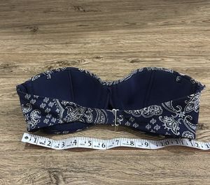 Navy Paisley Print Bandeau Bikini Top 🐟🫐