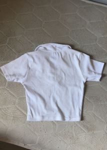 White Cropped Polo Shirt