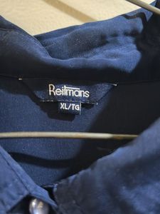 Elegant Navy Blue Satin Shirt