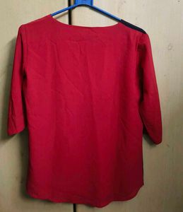 Red &amp; Navy Butterfly Print Top