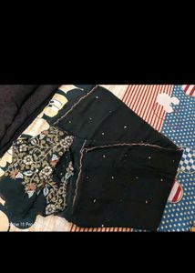 Elegant Black Embroidered Saree