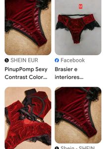 Red Satin Lace Briefs(SHEIN)