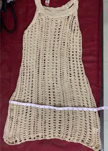 Women's Beige Knit Tank Top Style Dress