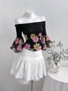 Off-Shoulder Floral Print Top