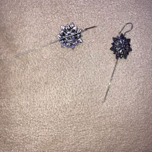 Unique Silver Tone Flower Ear Cuffs