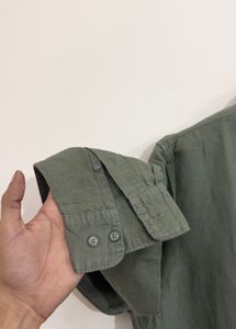 Men's Olive linen Green Casual Shirt