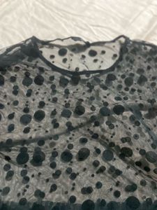 Black Polka Dot Sheer Top