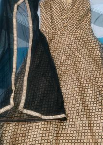 Elegant Gold &amp; Black Brocade Gown