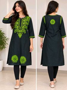 Embroidered Black Kurta