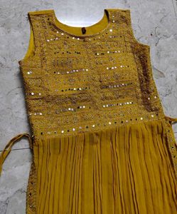 Stunning Yellow Embroidered Naira Cut Suit Set
