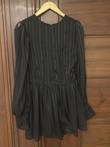 Chic Black Striped Mini Dress