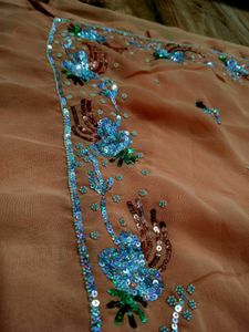 Y2k Elegant heavy Peach hand work Saree